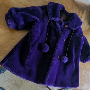 Vintage Funfur Kids Girl's Size 4 Gorgeous Purple Faux Fur Dress Coat